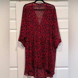 TORRID Red Leopard Print Chiffon Tunic